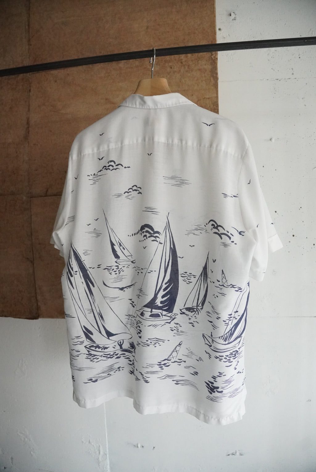 1970s s/s yacht pattern shirt