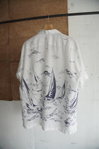 1970s s/s yacht pattern shirt