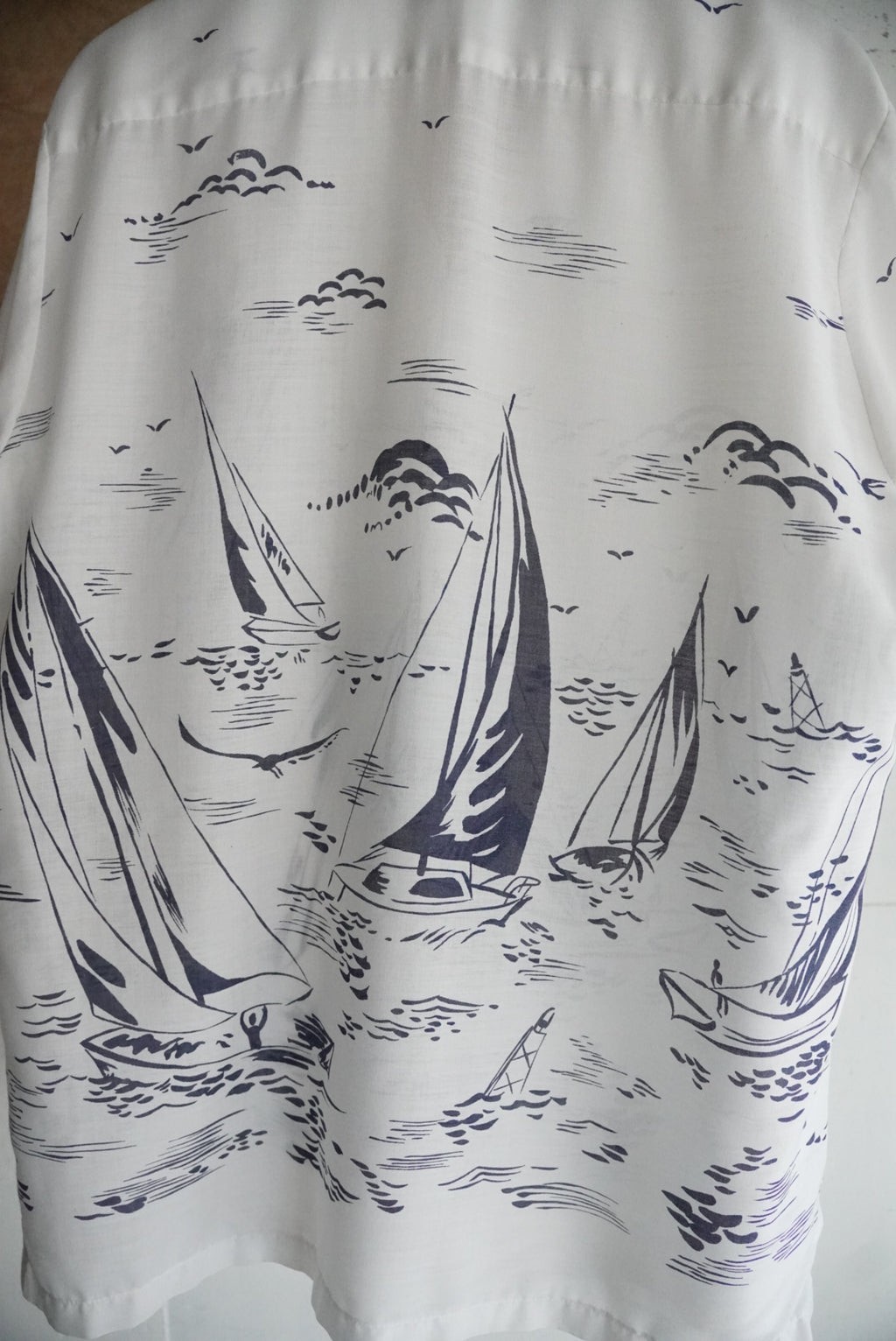 1970s s/s yacht pattern shirt