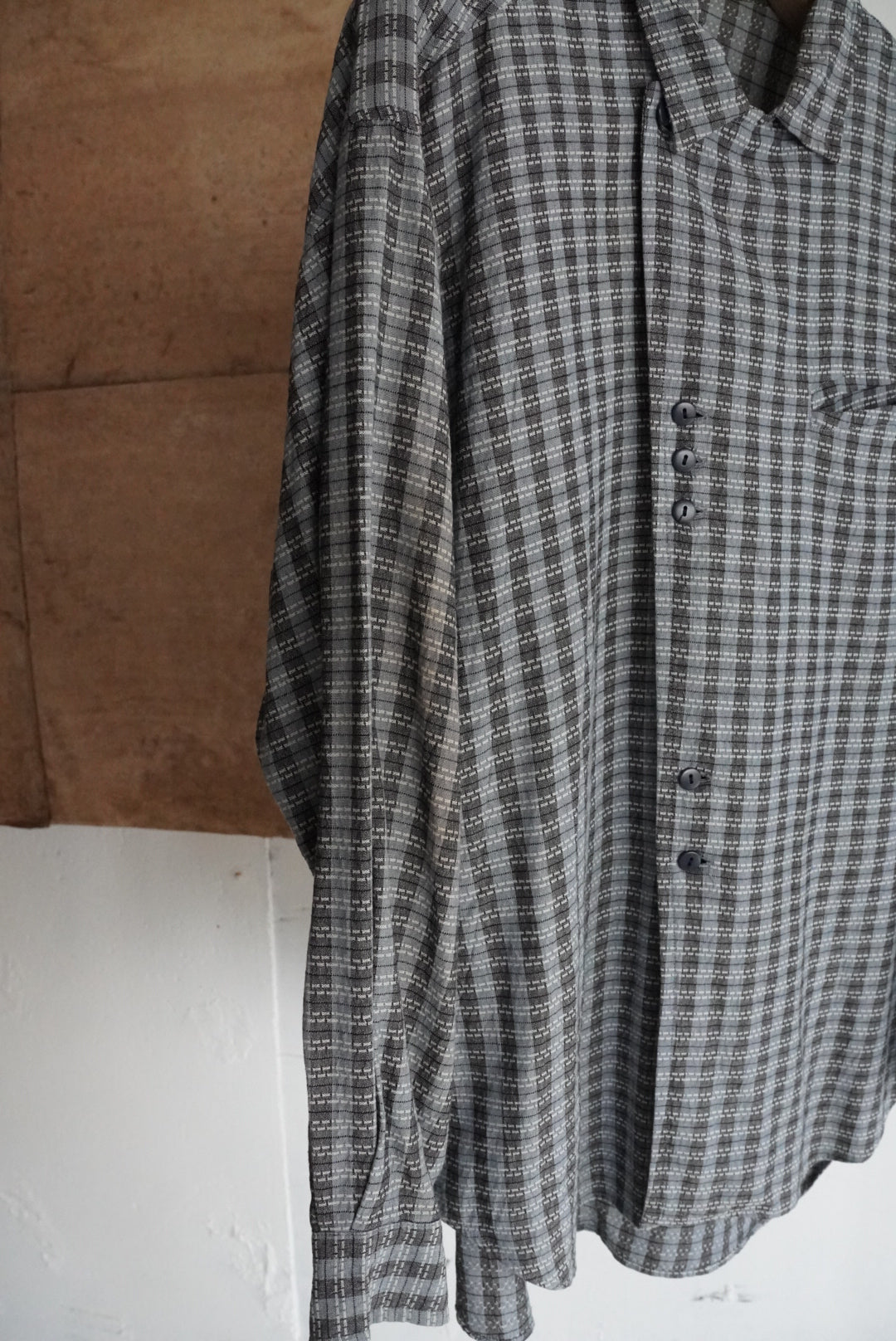 1980s unique pattern check shirt