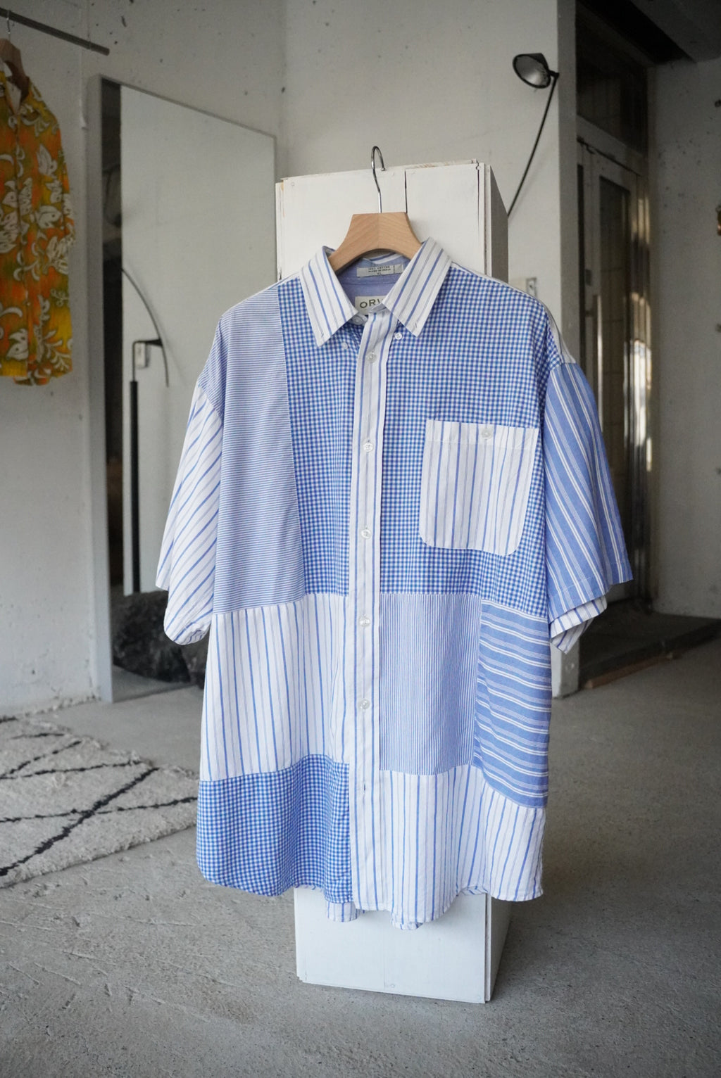 1990s ORVIS s/s  patchwork  button down shirt