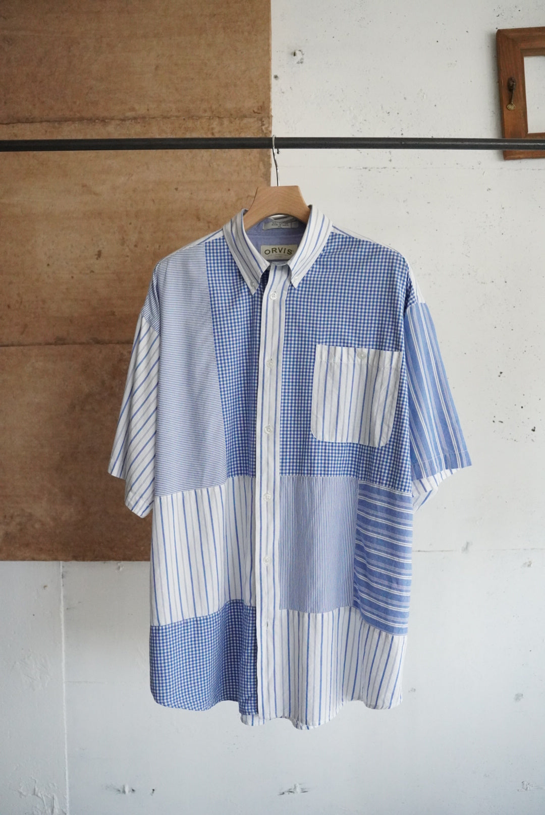 1990s ORVIS s/s  patchwork  button down shirt