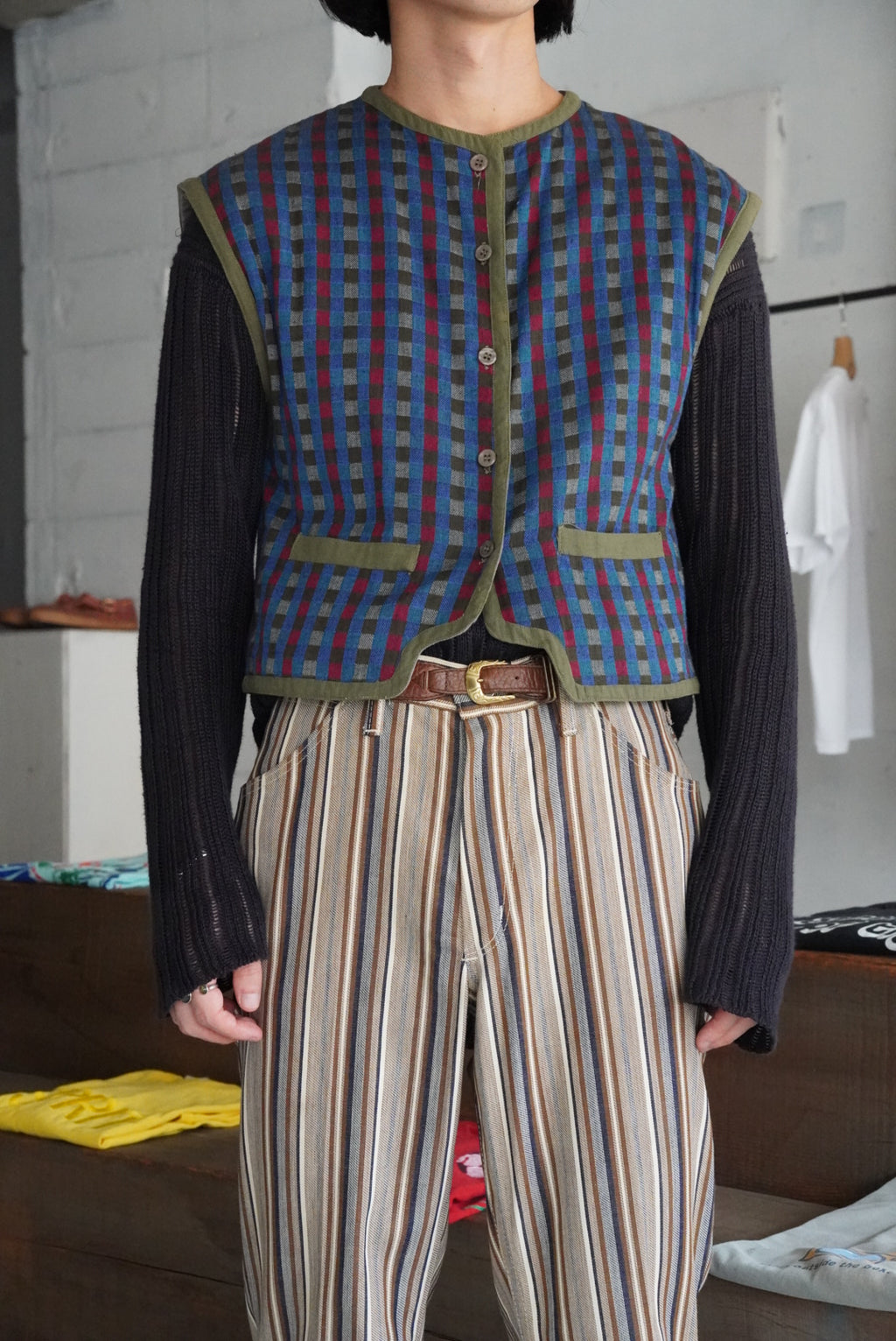 1980s reversible cotton pattern vest