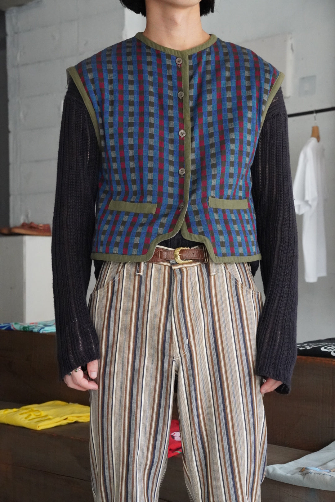 1980s reversible cotton pattern vest