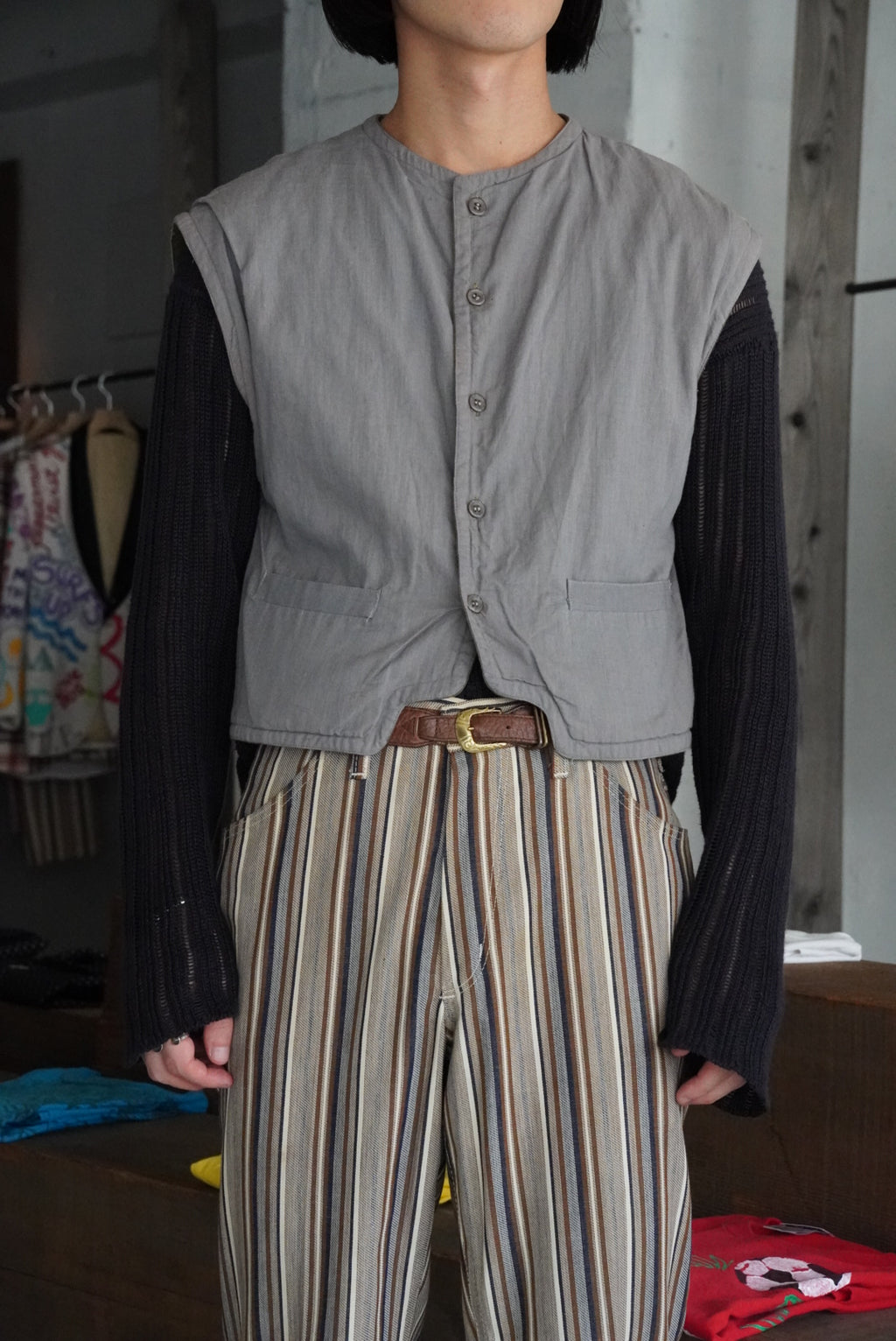 1980s reversible cotton pattern vest