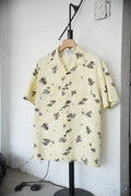 1980s atomic pattern s/s open collar shirt