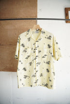 1980s atomic pattern s/s open collar shirt