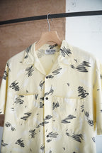 1980s atomic pattern s/s open collar shirt