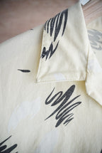 1980s atomic pattern s/s open collar shirt