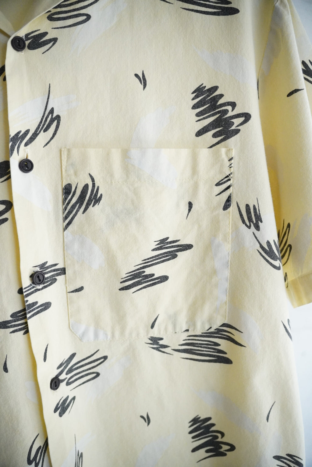 1980s atomic pattern s/s open collar shirt