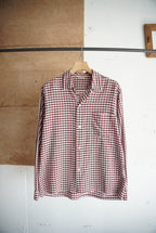 1960s gingham check open collar shirt