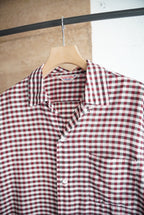 1960s gingham check open collar shirt