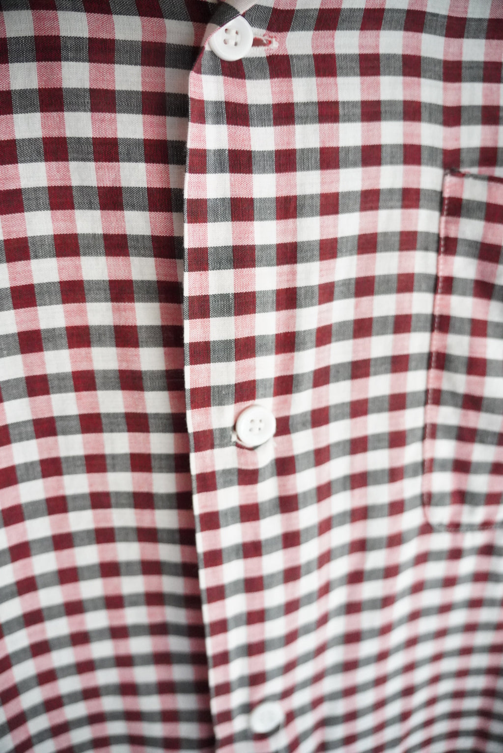 1960s gingham check open collar shirt