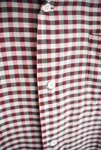 1960s gingham check open collar shirt