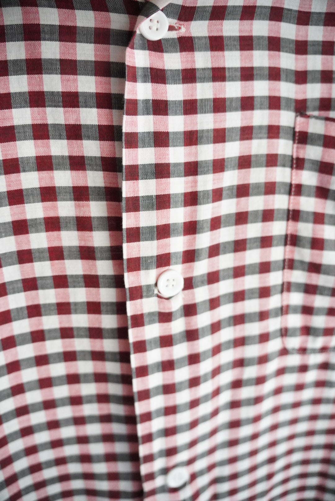 1960s gingham check open collar shirt