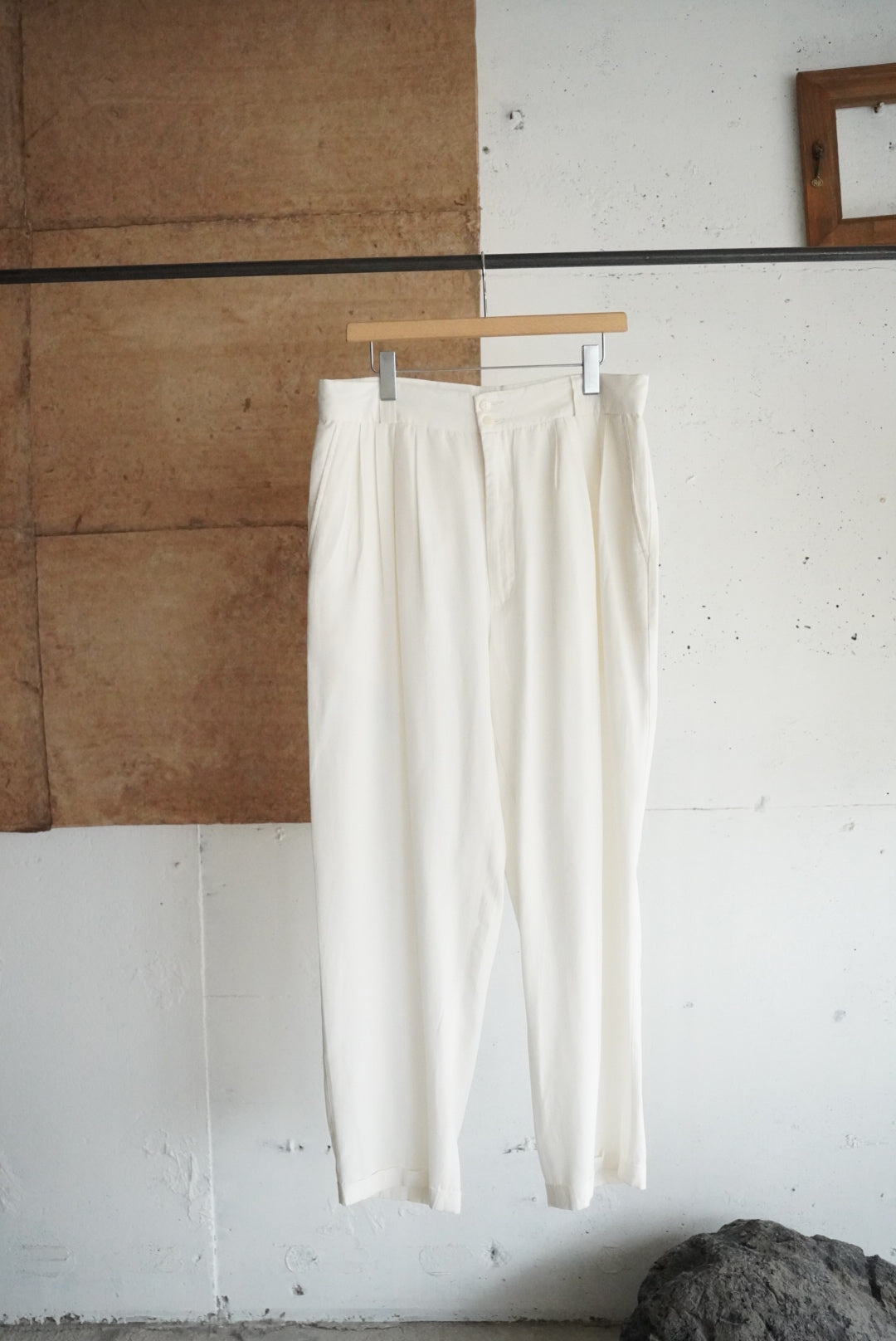 1990s tuck wide rayon trousers