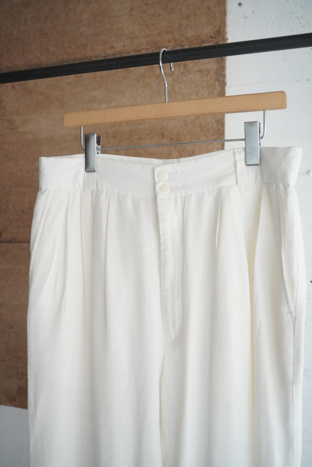 1990s tuck wide rayon trousers