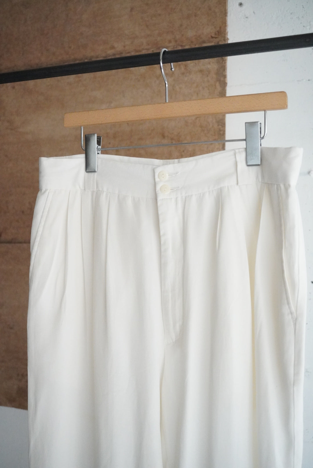 1990s tuck wide rayon trousers
