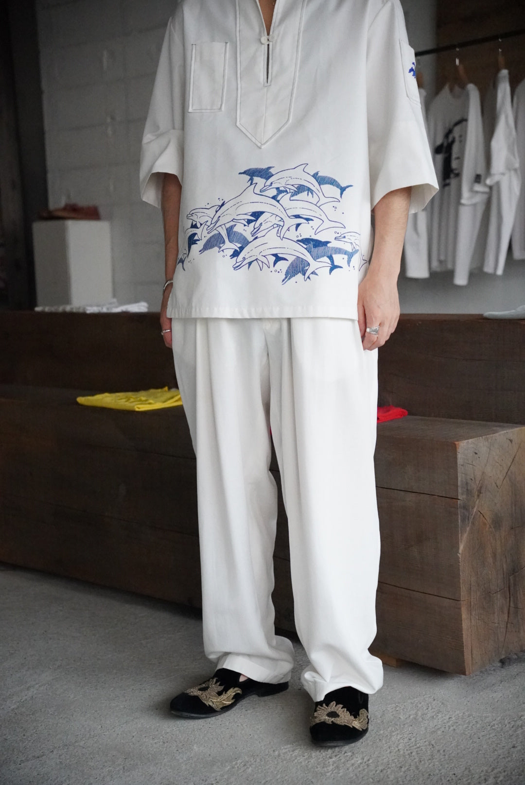 1990s tuck wide rayon trousers