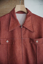 1970s s/s poly safari zip shirt jacket