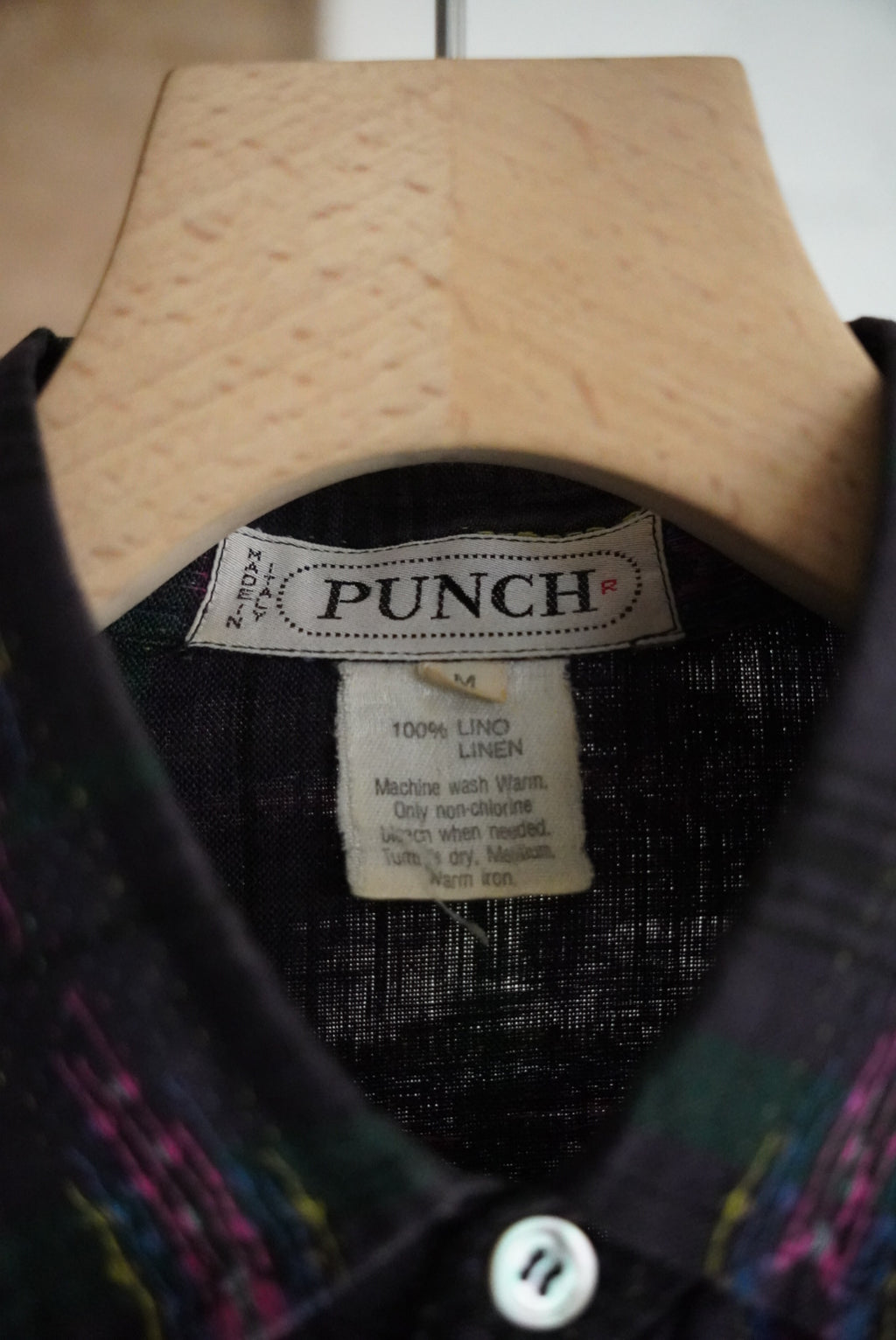 1980s native pattern check shirt
