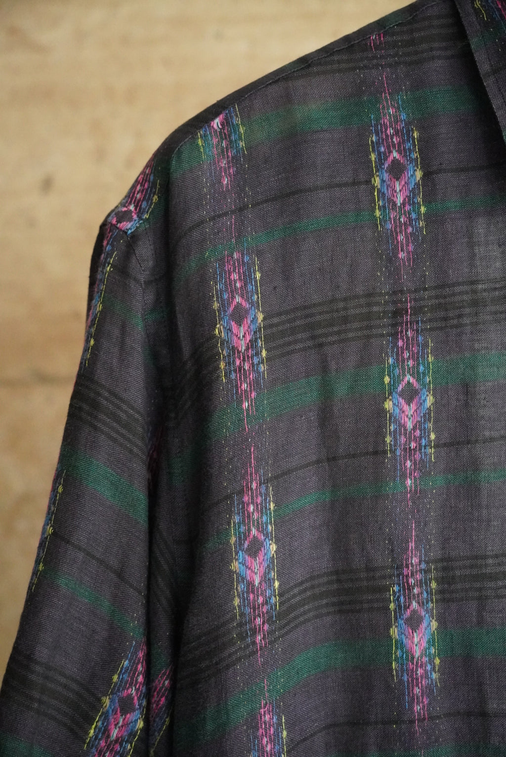 1980s native pattern check shirt