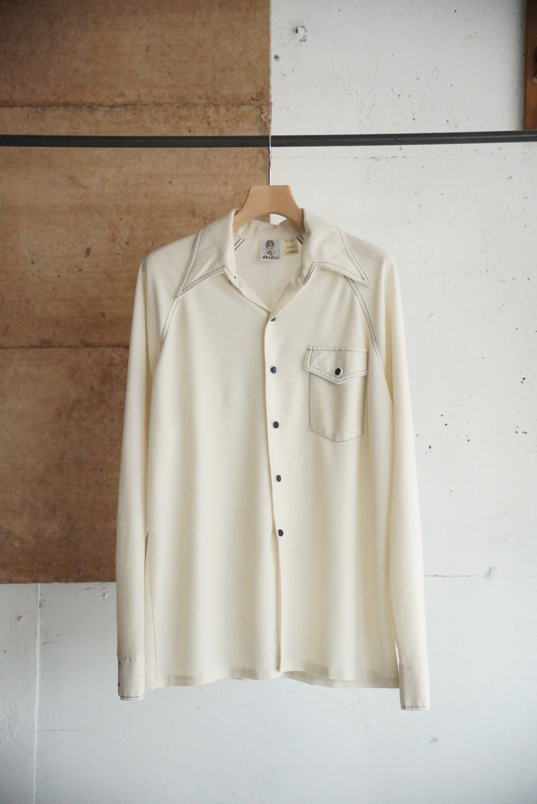 1970s raglan sleeve stitch shirt jacket