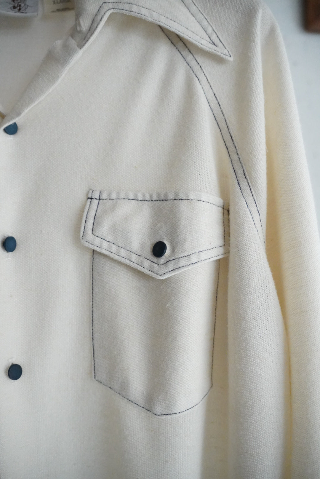 1970s raglan sleeve stitch shirt jacket