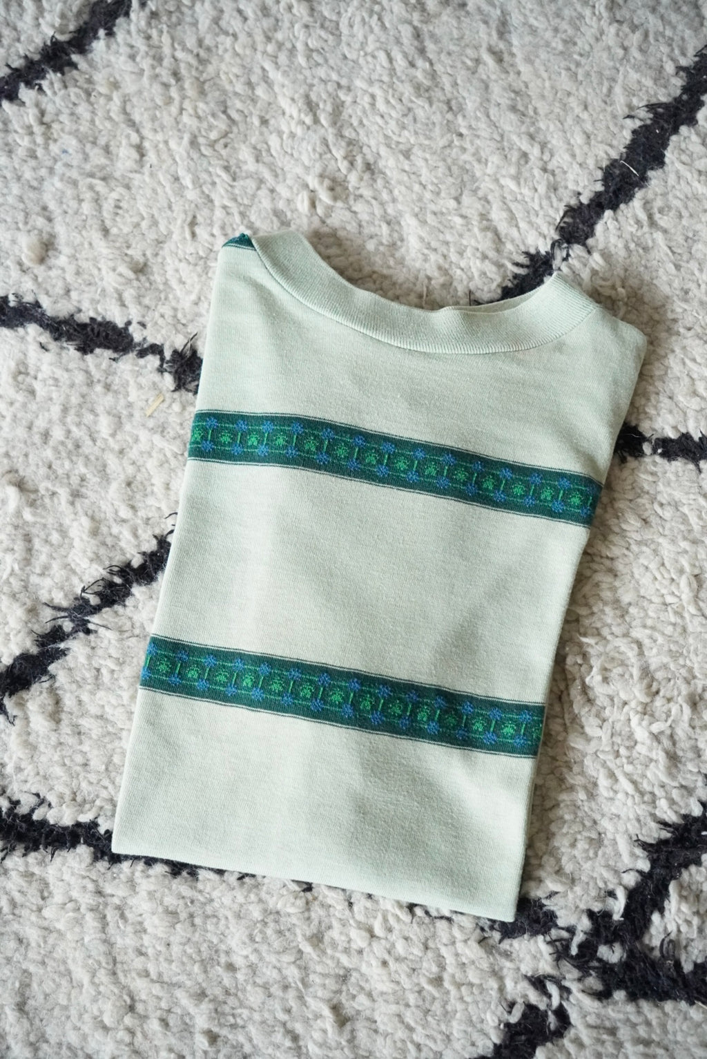 1970s TOWN CRAFT jacquard border tee