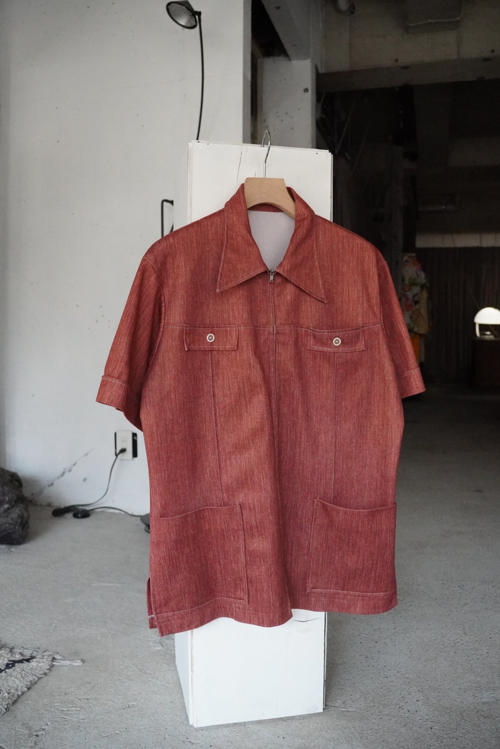 1970s s/s poly safari zip shirt jacket