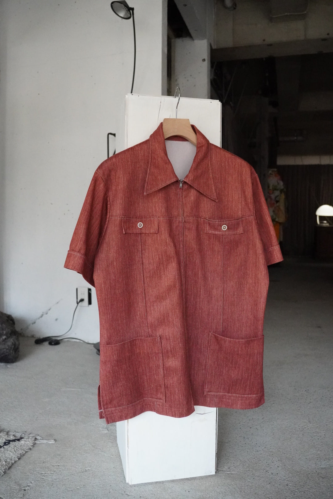 1970s s/s poly safari zip shirt jacket