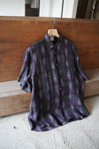 1980s native pattern check shirt