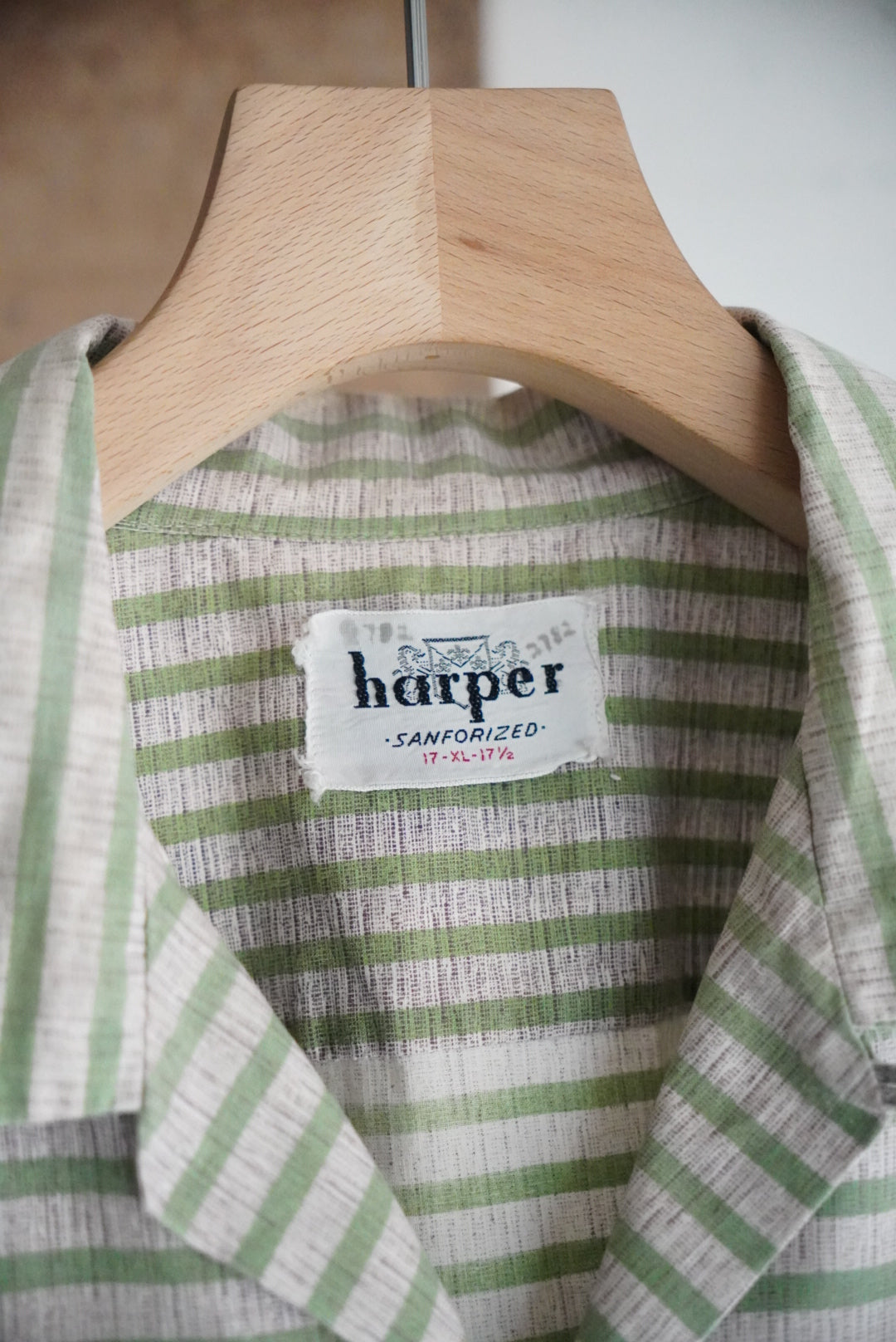 1950s s/s open collar border shirt