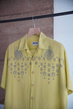 1990s pattern open collar shirt