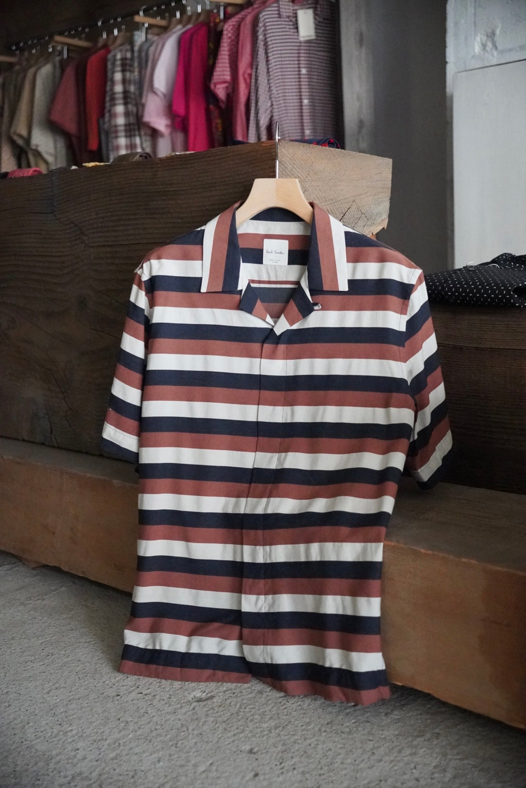 2000s Paul Smith open collar border shirt