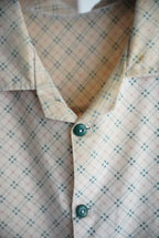 1960s handmade open collar check shirt