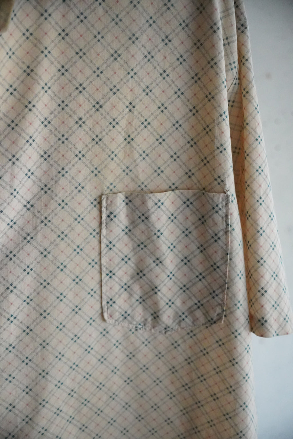 1960s handmade open collar check shirt