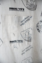 1970s Wappen pattern open collar shirt