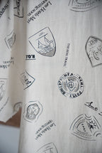 1970s Wappen pattern open collar shirt