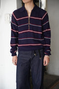 1970s half zip border knit polo