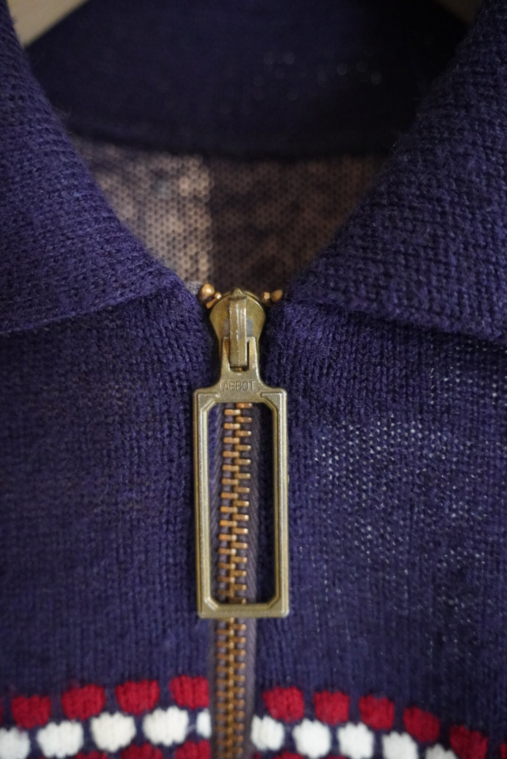 1970s half zip border knit polo