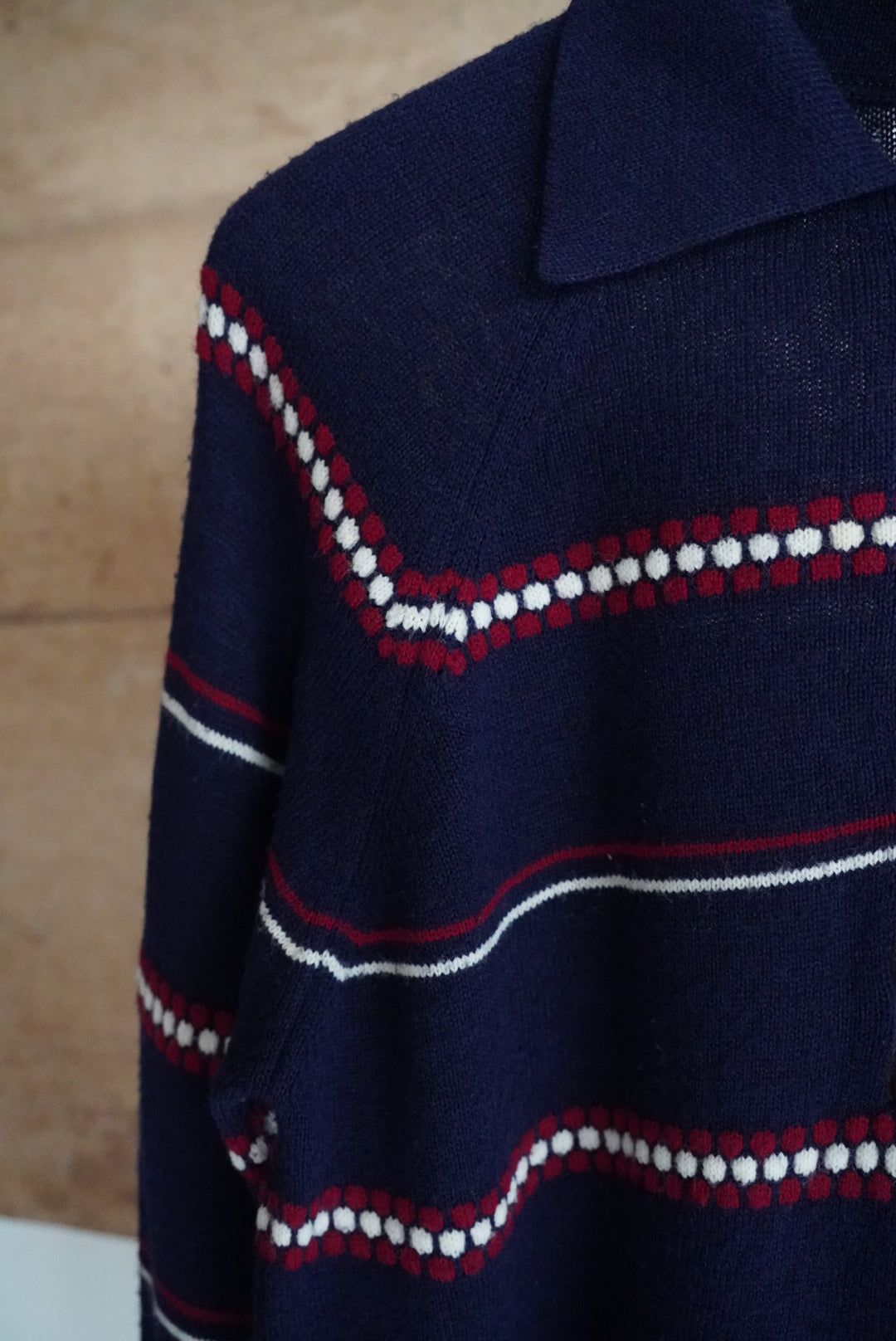 1970s half zip border knit polo
