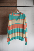1980s V neck border knit