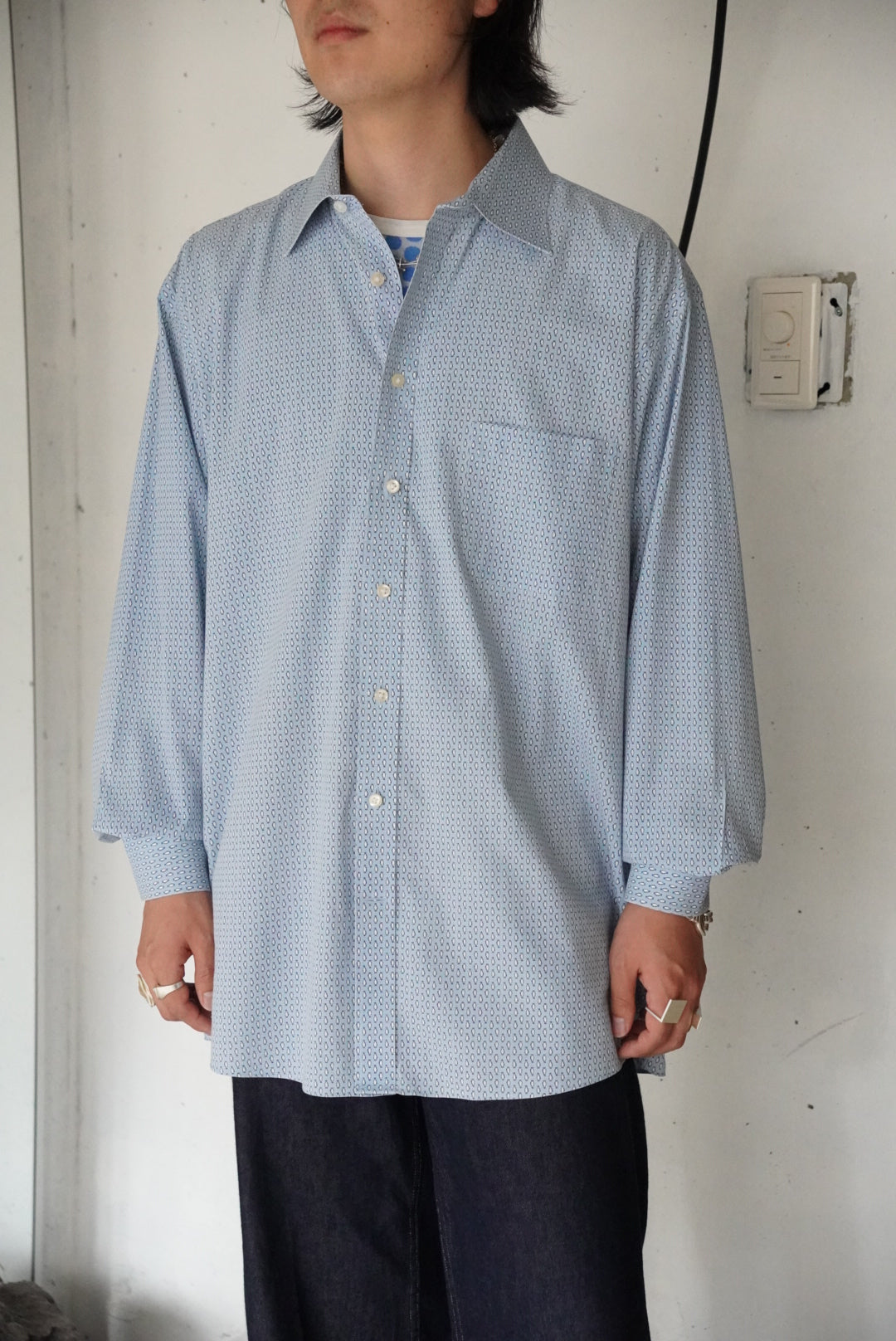 1980s penguin pattern dress shirt