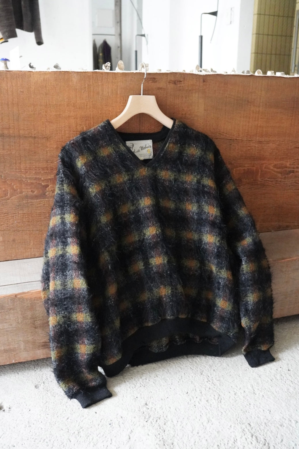 1960s V neck mohair knit