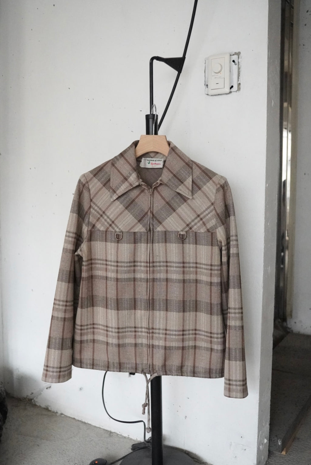 1970s check zip blouson