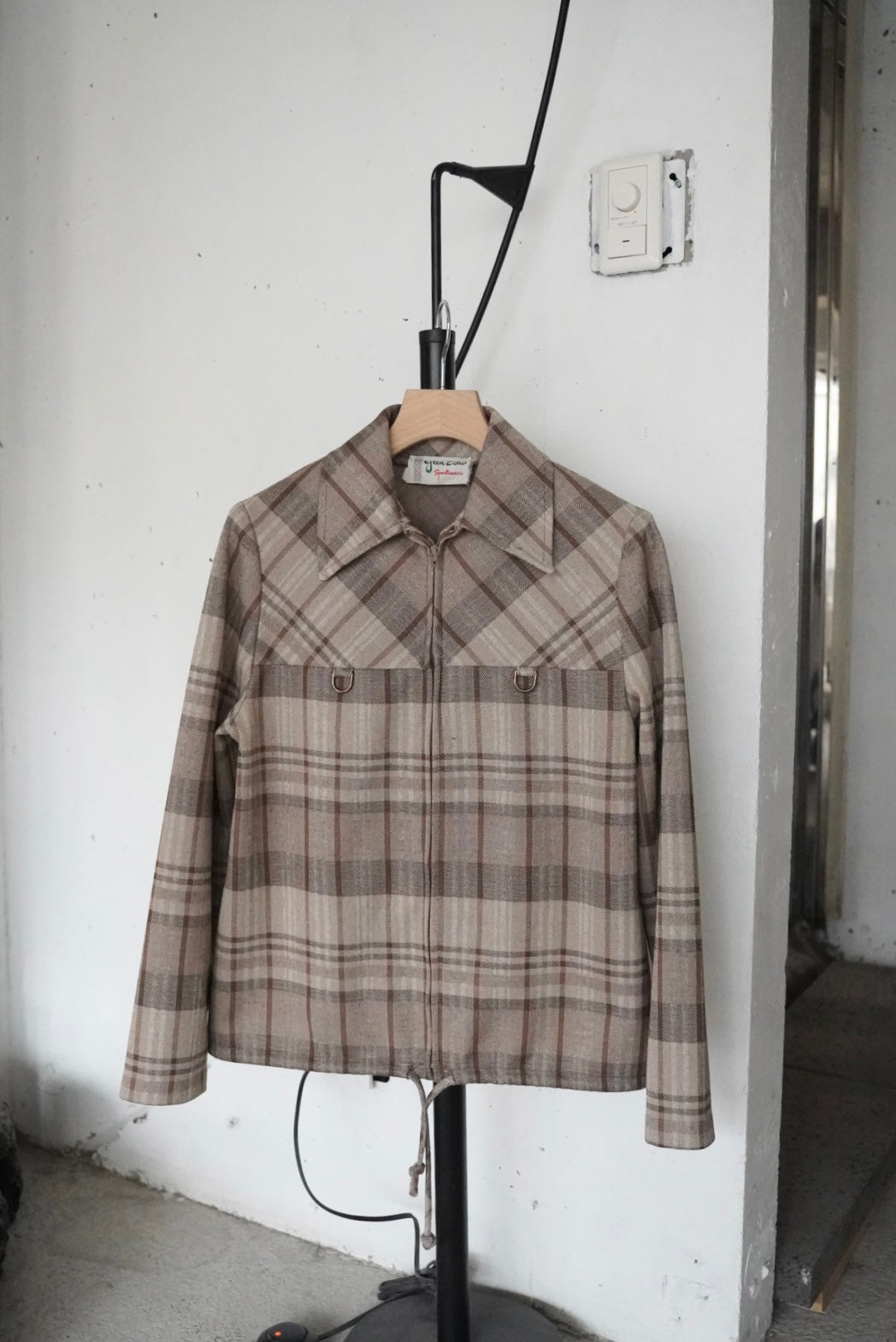 1970s check zip blouson