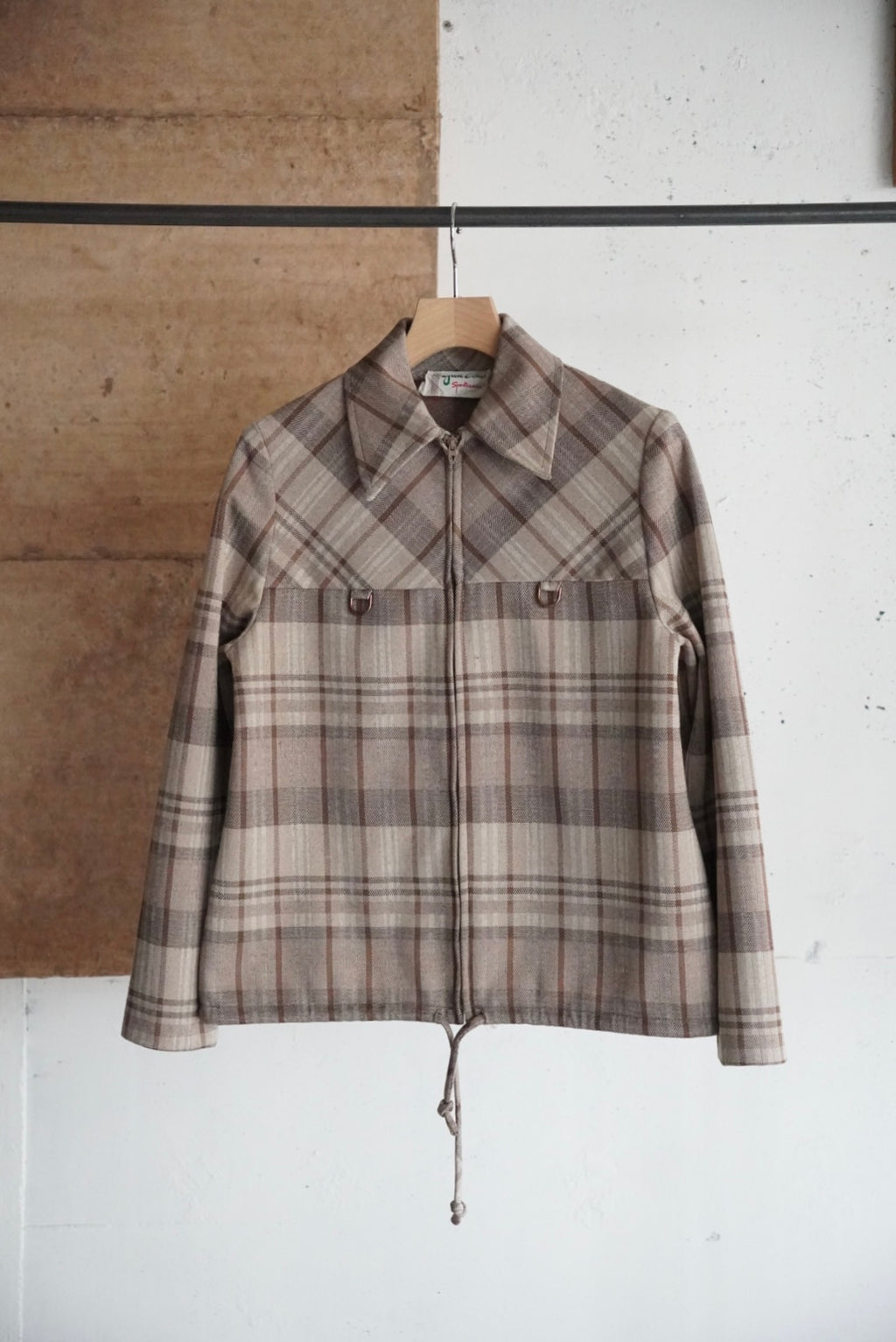 1970s check zip blouson