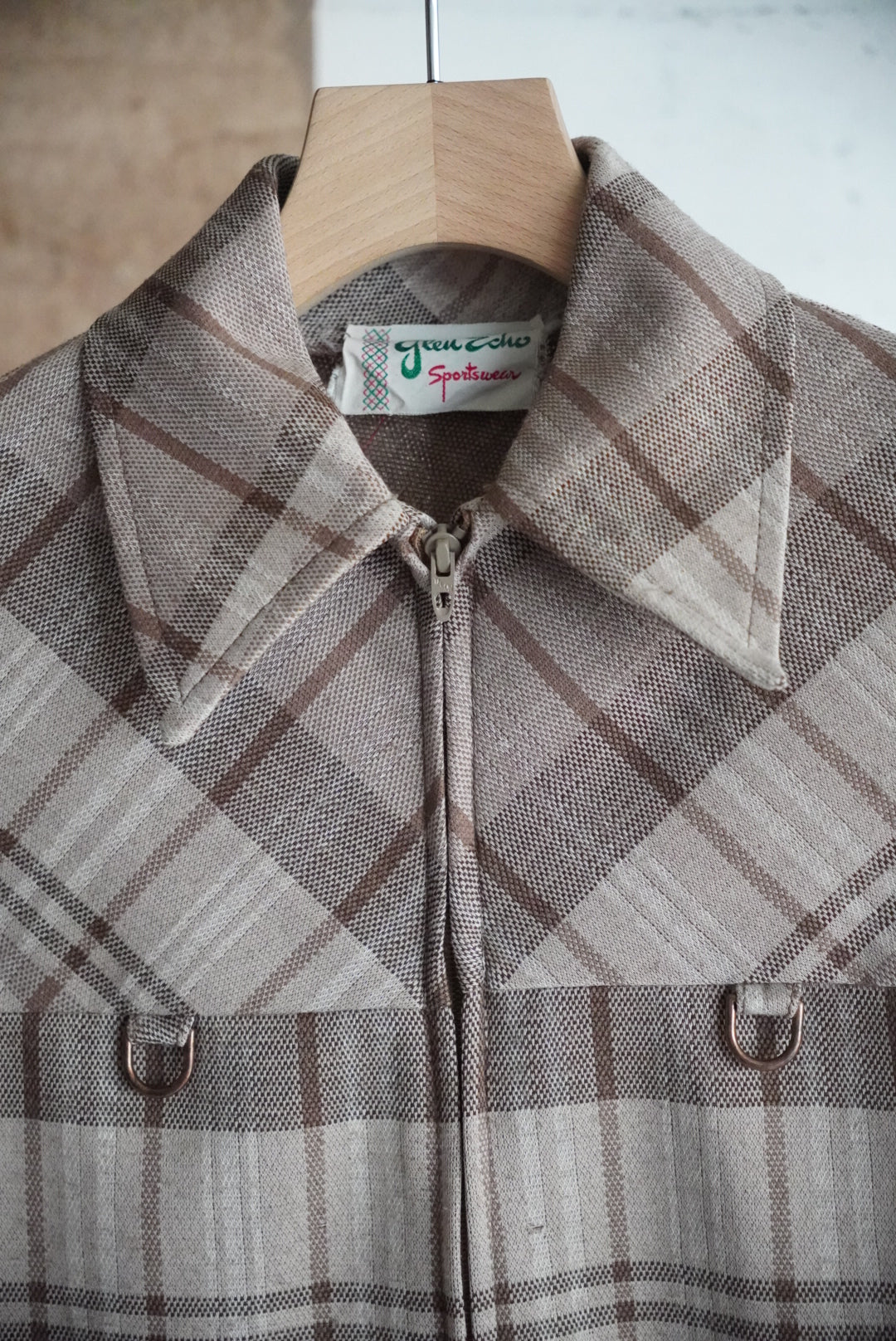 1970s check zip blouson