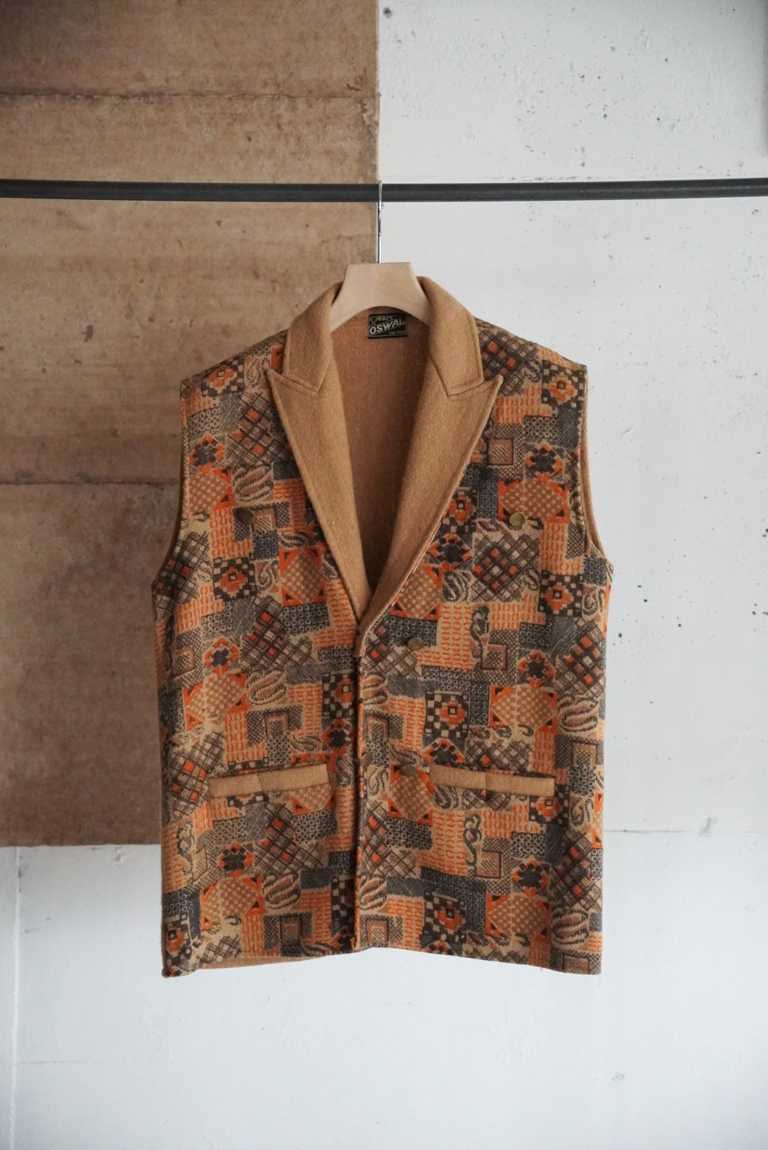 1970s geometry pattern wool vest